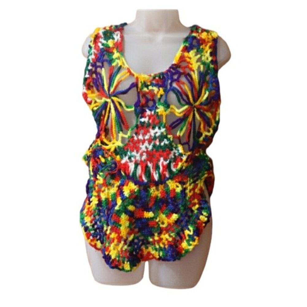 Handmade Rainbow Crochet Vest